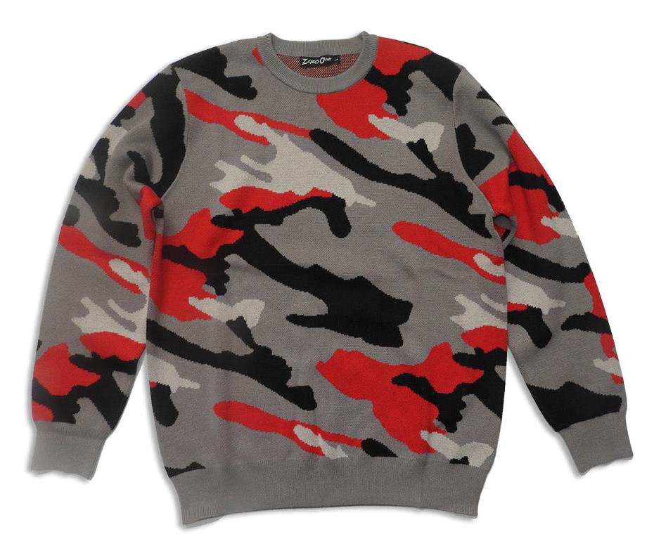 Zero One- Mens Long Sleeve Camoflage Sweater
