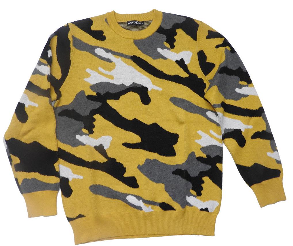Zero One- Mens Long Sleeve Camoflage Sweater