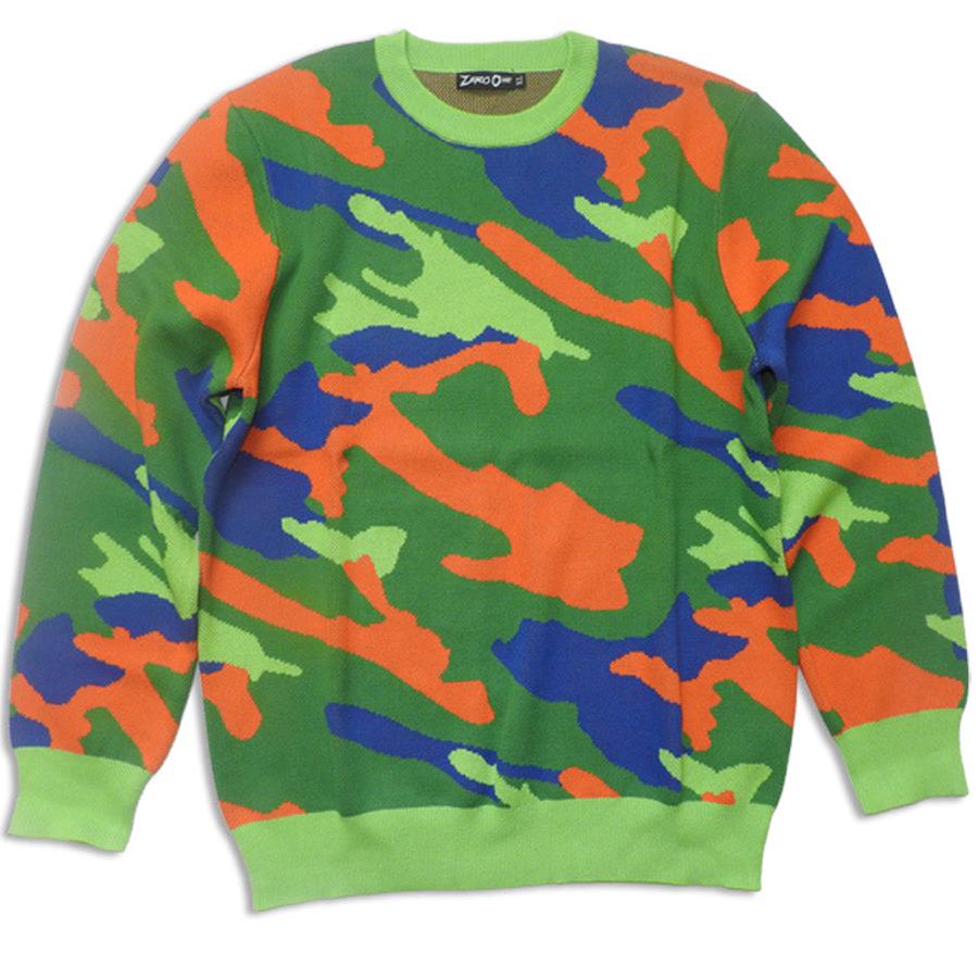 Zero One- Mens Long Sleeve Camoflage Sweater
