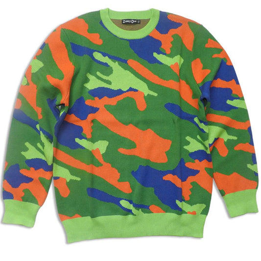 Zero One- Mens Long Sleeve Camoflage Sweater